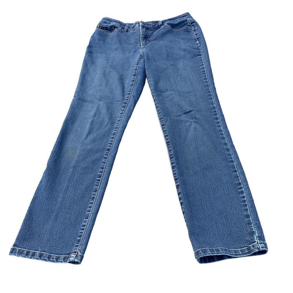 Charter Club Petite Womens Lexington Straight Blue Jeans Medium Wash Size 6P